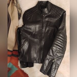 Black Leather La Feria Jacket Sz 25